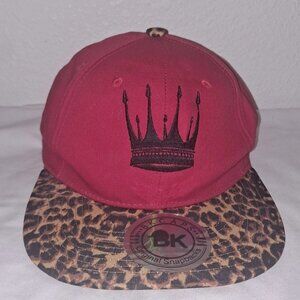 BK Red Snapback Hat Flatbill Cap Adjustable Lepard print